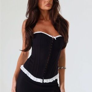 Tiger Mist Black and White Ruffle Corset Top